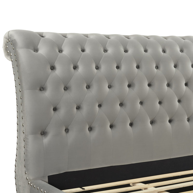 Rosdorf Park Matos Tufted Upholstered Sleigh Bed Reviews Wayfair
